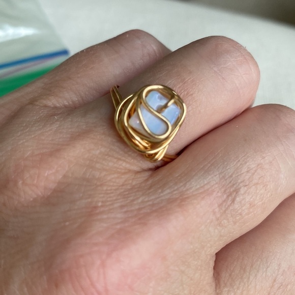 Opalite gold toned wire wrapped ring - Picture 3 of 3